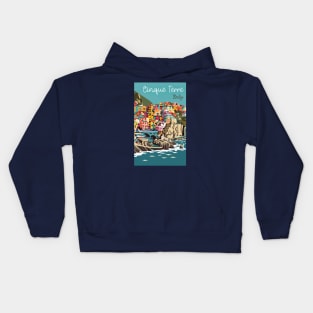 A Vintage Travel Art of Cinque Terre - Italy Kids Hoodie